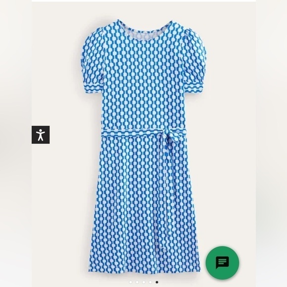 NWT Boden Knot Detail Jersey Mini Dress in Moroccan blue, Geo Azure - Picture 3 of 11